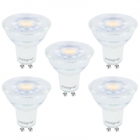 Integral GU10 LED Glass Bulb PAR16 5.6W (50W) 2700K (Warm White) Dimmable Lamp – 5 Pack