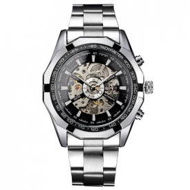 WINNER Skeleton See-through Trendy Men’s Automatic Mechanical Watch with Dial Self-winding