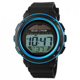 SKMEI Solar Powered Digital Sports Watch with 5ATM Water-resistant Chronograph Alarm Backlight