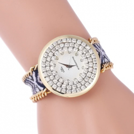 Fashion Casual Young Lady Weave Bracelet Wristwatch Knitted