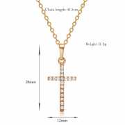 Fashion Luxurious Copper Gold Plated Zircon Rhinestone Crystal Cross Pendant Necklace Chain Jewelry for Women Girls Gift Party Wedding