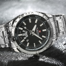 NAVIFORCE Business 3ATM Water Resistant Analog Stainless Steel Watchband Men’s Quartz Wristwatch with Date Week Function