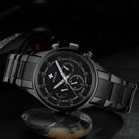 WWOOR Fashion Multi-function Luminous Quartz Analog Mens Watches Water-proof Business Man Wristwatch with 24H/Week/Date Display + Watch Box