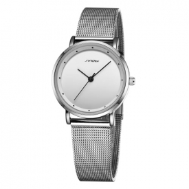 SINOBI 2016 New Fashion Couple Watches Quartz Round Simple Dot Scale PU Leather/Alloy Band Man And Woman Wristwatch