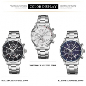 SKONE 2016 Brand Fashion 30M Water-proof Full Steel Men Business Dress Watch Calendar Quartz Mans Casual Wristwatch