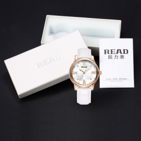 READ Brand Women Quartz Wristwatch Luxury Rhinestone Fashion Simple Genuine Leather Strap Analog 3ATM Water Resistant Watch