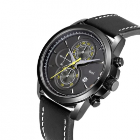 Bolisi Fashion Casual Quartz Watch 3ATM Water-resistant Men Watches Genuine Leather Wristwatch Male Calendar Timer