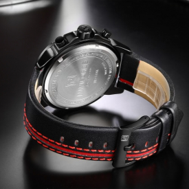 NAVIFORCE Fashion Casual Quartz Watch 3ATM Water-resistant Men Watches Luminous Genuine Leather Wristwatch Male Calendar