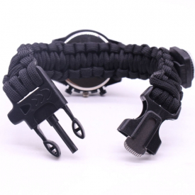 5 in 1 Outdoor Survival Watch Paracord Bracelet with Compass/Fire Starter/Whistle/Paracord Emergency Survival Tool Kits
