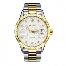 TEVISE Luxury Luminous Automatic Mechanical Men Watch Water-Proof Diamond Stainless Steel Man Business Wristwatch Self-Winding + Box