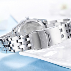 OUBAOER Fashion Luxury Stainless Steel Women Watches Quartz 3ATM Water-resistant Casual Woman Wristwatch Calendar