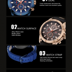 MINI FOCUS Fashion Luminous Quartz Man Watch Water-Proof Silicone Band Men Casual Wristwatch Chrono Sports Style + Box