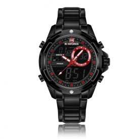 NAVIFORCE Fashion Stainless Steel Men Watches 3ATM Water-resistant Digital Dual Display Watch Luminous Man Wristwatch Male Relogio Musculino