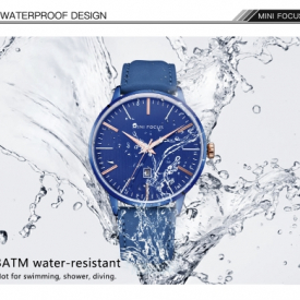 MINI FOCUS Fashion Genuine Leather Men Watches 3ATM Water-resistant Quartz Casual Man Wristwatch Male Relogio Musculino