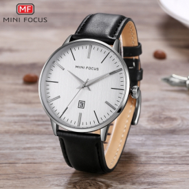 MINI FOCUS Fashion Genuine Leather Men Watches 3ATM Water-resistant Quartz Casual Man Wristwatch Male Relogio Musculino