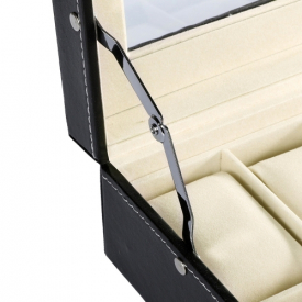 Watch Box 24 Slot Grid Watch Display Case Jewelry Case Organizer With Lock Key