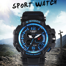 Men’s Stylish Sports Multi-function Electronic Waterproof Watch Dual Display Wristwatches