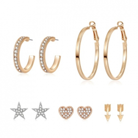 Fashion Alloy Embedded Crystal Tassel Drop Earrings Ear Studs Pendant Earrings for Women Jewelry