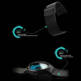 GEEKTHINK 6002 New Quartz Watch Luxury Stainless Steel Mesh Belt Men and Women Gifts Cool Steel Strap Wristwatch with Rotary Dial