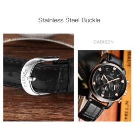 Cadisen Watch Men Sport Chronograph Clock Quartz Wristwatch Business Waterproof Watch Men