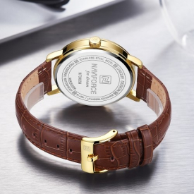 NAVIFORCE NF3002 Leather Watch Brand Quartz Watches Independent Hour Date Day Window Luminous Business Casual Wrist Watch