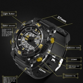 SANDA 743 Electronic Sport Watch Men Waterproof Watches Analog Digital LED Back Light Wristwatch for Male Clock