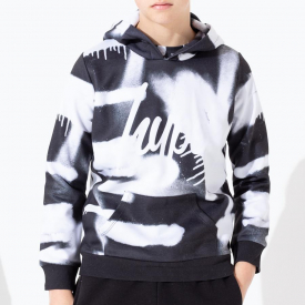 Hype Blurred Mono Spray Kids Black/white Pullover Hoodie | Size 13