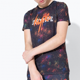 Hype Multi Spray Double Logo Print Kids T-Shirt | Size 16Y