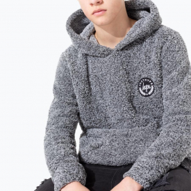 Hype Grey Sherpa Kids Pullover Hoodie | Size 7/8Y