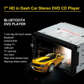 7″ Universal 2 Din HD BT Car Stereo DVD CD Player Touch Screen Radio Entertainment Multimedia USB/TF FM Aux Input TV