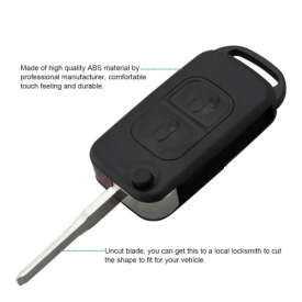 2 Button Flip Folding Key Shell Case Entry Remote Key Cover Replacement for Mercedes Benz A C E S W168 W202 W203
