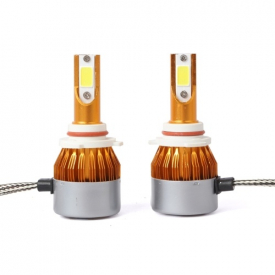 C6 Universal Automobile Headlight Gold Modified Lamp Kit Car LED Conversion COB Bulbs Lamps 6500K White Light