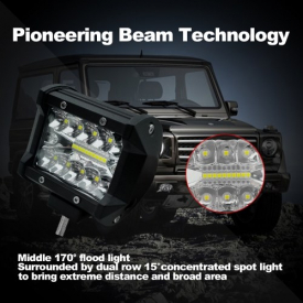 2Pcs 4inch 60W LED Work Light Bar Spot Flood Combo Beam Driving Fog Light Road Lighting for Car Truck Jeep UTV ATV SUV Boat Marine Motorcycle