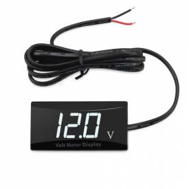 12V Digital LED Display Panel Meter Voltmeter Car Motorcycle Voltage Volt Gauge Panel Meter for  Vehicle Automotive (White)