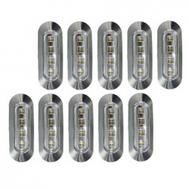 10pcs Chrome Cover Trailer Truck Sidelights Clearance Side Marker Light with 4 LED Lights Lamps of Motor Trucks
