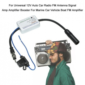 For Universal 12V Auto Car Radio FM Antenna Signal Amp Amplifier Booster   For Marine Car Vehicle Boat  FM Amplifier