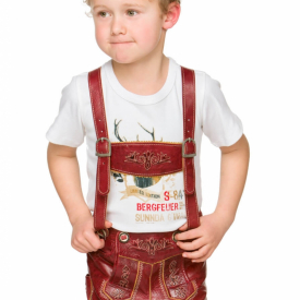 Chlidren leather trousers short P-200 riskred