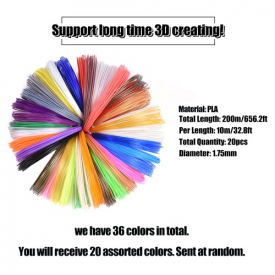 3D Printing Pen Printer Intelligence Drawing  OLED Screen w/ 200m/656.2ft 1.75mm PLA Filament for DIY Doodling Art Craft Making Modeling Children Education Kid Gift (20 Assorted Color Filament)