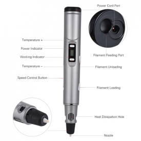 3D Printing Pen Adjustable Speed LCD Screen with Total 10m/32.8ft ABS Filament Template Paper for Drawing  Painting Art Craft Making 3D Modeling Children Education Birthday Christmas Gift Toy