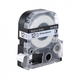 Black on White Label Tape 12mm * 8m Compatible for Kingjim Epson Label Printer LW400/LW600/SR230C/SR230CH/SR530C/SR550C