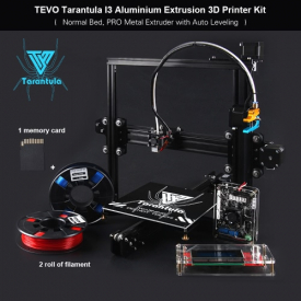 TEVO Tarantula I3 Aluminium Extrusion 3D Printer Kit 3D Printing 2 Rolls Filament 8GB Memory Card As Gift (Normal Bed, PRO Metal Extruder with Auto Leveling)