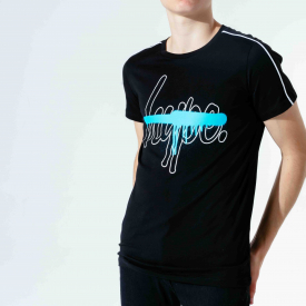 Hype Script Line Kids Black/blue T-Shirt | Size 15Y