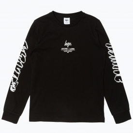 Hype Black Graffiti Script Kids Long Sleeve T-Shirt | Size 7/8Y