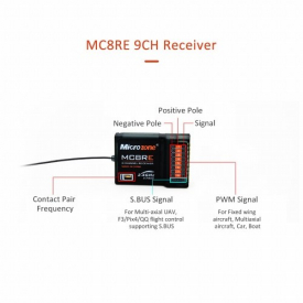Microzone MC8B 2.4G 8CH Remote Control Transmitter & MC8RE 9CH Receiver for RC Drone Aircraft Helicopter Multicopter Car Boat