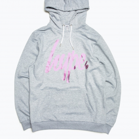 Hype Grey Pink Foil Script Women’s Grey/pink Pullover Hoodie | Size 20