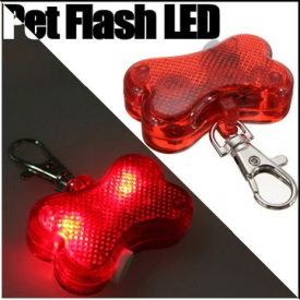Pet Safety Bone Shape LED Flash Blink Light ID Tag Collar Clip Dog Cat Nylon Charm Glow Modes