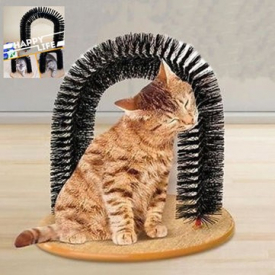 Cat Self-Groomer Arch Plastic Bristles Kitten Massager Scratcher Carpet Pet Toy