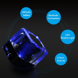 Wireless BT Speaker with LED Rhythm Light 3.5mm AUX-IN Hands-free with Mic Redial
