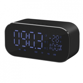 YAYUSI Wireless BT Speaker Stereo Subwoofer w/Large Mirror Display Screen Alarm Clock Support FM TF U Disk AUX IN Music Play w/Mic