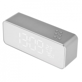 YAYUSI Wireless BT Speaker Stereo Subwoofer w/Large Mirror Display Screen Alarm Clock Support FM TF U Disk AUX IN Music Play w/Mic